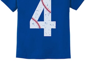 Baseball 4th Birthday Gift for Four Year old Toddler Kids T-Shirt