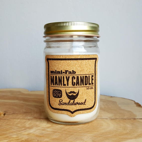 Man Candle Sandalwood Scent Manly Natural Soy Candle