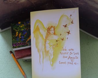 Angel Blessings/We are never so lost, our Angels cannot find us/Angel Journal/Angel art/Healing art/Angel/Spiritual Journal/Angel Retreat