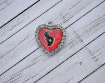 Houston Texans Heart Pendant Charm / Houston Texans / Texans Charm / Jewelry Supplies