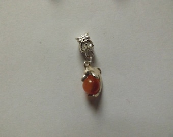 Pendant Dolphin CatEye glass bead orange