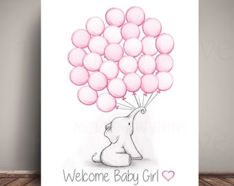 Baby Elephant Baby Shower Guest Book Alternative - Guests sign a balloon!