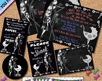 Nightmare before Christmas Baby Shower invitation baby shower party pack Chalkboard Invites