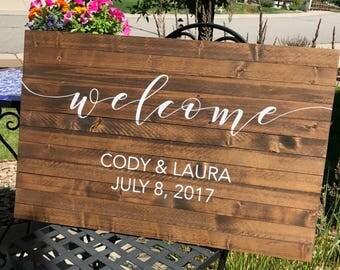 Wedding Welcome Sign, Rustic Wood Wedding Sign, Custom Wedding Sign, Hand Painted Wedding Sign, Painted Wood Wedding Sign, Wedding Sign