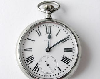BIG 18 Size Silver OMEGA Pocket Watch Open Face SWISS Made Circa 1920s 1930s