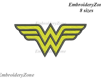 designs Logo Wonder Woman machine embroidery design (Filled). Not APPLIQUE. 8 sizes. Embroidery pattern Wonderwoman Friend of Batman.