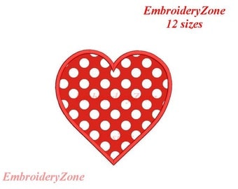 Heart Applique design, Simple Heart APPLIQUE machine embroidery designs, hearts embroidery pattern. 12 sizes Hoop 4x4 5x7 6x10 7x14.