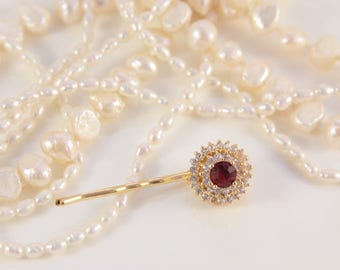 Red Bridal Pins Bridal Hairpiece Great Gatsby Headpiece Decorative Hair Pin Rustic Gold Bridal Hair Accessory 1920s Head Piece Wedding Band