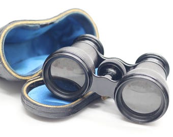 LEMAIRE FABT PARIS Vintage Antique Opera Glasses in original case