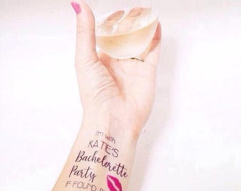 Bachelorette Party Temporary Tattoos, Custom Bachelorette Tattoos, Custom Tattoo, If Found Buy Me A Drink, Bachelorette Party Favors, Tattoo