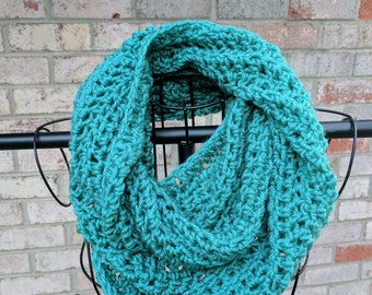 Deep Sea Teal Lightweight Crochet Infinity Scarf