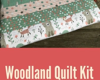Woodland Baby Quilt Kit - Toddler Quilt Kit - Woodland Quilt - Homemade Baby Quilt Kit - Modern Blanket Kit - Handmade Quilt Kit