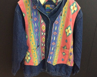 Vintage denim jacket with hood