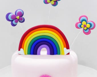 Rainbow Cake Topper, Butterfly Cake Topper, Bright Rainbow Cake Topper, Non-Edible Rainbow, Birthday Cake Decoration, Cake Topper Keepsake