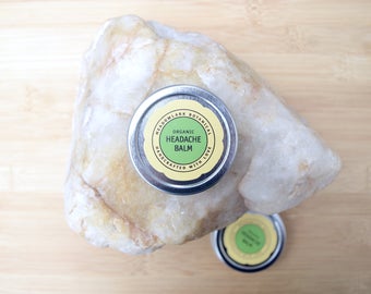Organic Headache Relief | Headache Balm | Migraine Balm | Natural Stress Relief - Pregnancy Safe | Vegan Skin Care | Stocking Stuffer
