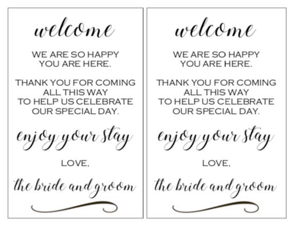 PRINTABLE Wedding Hotel Bag Note