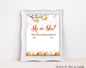 Little Pumpkin Gender Reveal Party, He or She What Will It Be Sign, Fall Gender Reveal Vote, Pumpkin Gender Reveal Sign, Printable- PK1