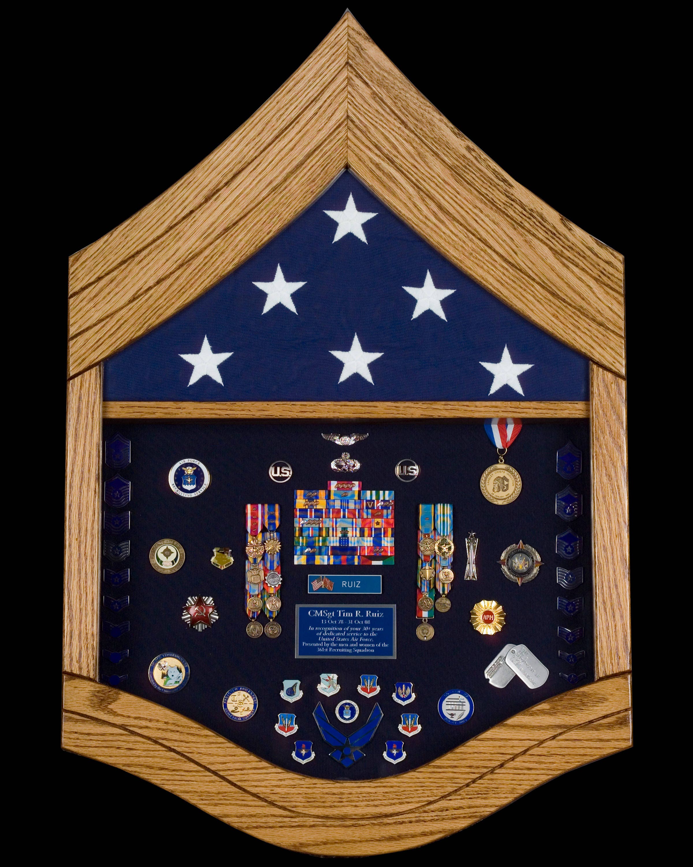 Air Force Chief Master Sergeant E9 Shadow Box 5x8 Flag