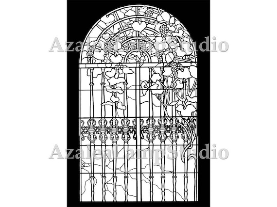 Stained Glass Window, Stained Glass, Window Insert, Art Nouveau Print, Stained Glass Patterns, Coloring Pages, Pattern Print, Tree Print