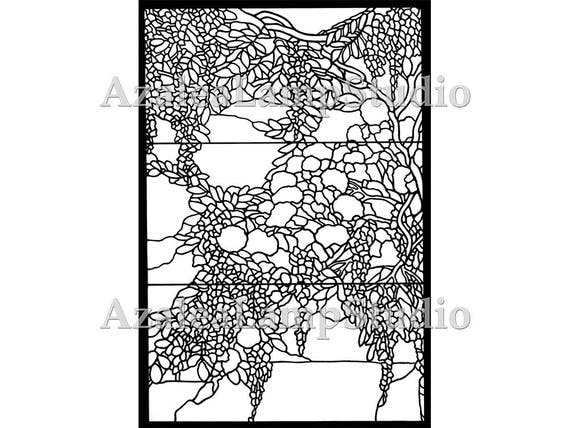Wisteria Stained Glass, Tiffany Window Pattern, Pattern Designs, Wisteria, Coloring Pages, Pattern Svg, Pattern Print, Tree Print