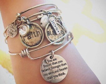 Inspirational Bangles Charm Bangles Charm Bracelets Stackable Bracelets