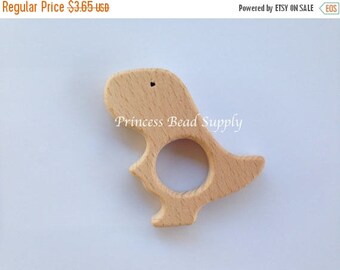 SALE Dinosaur Natural Wood Teether, Natural Wooden Dino Teether, Natural Unfinished Wood Teether, Natural Wooden Teether