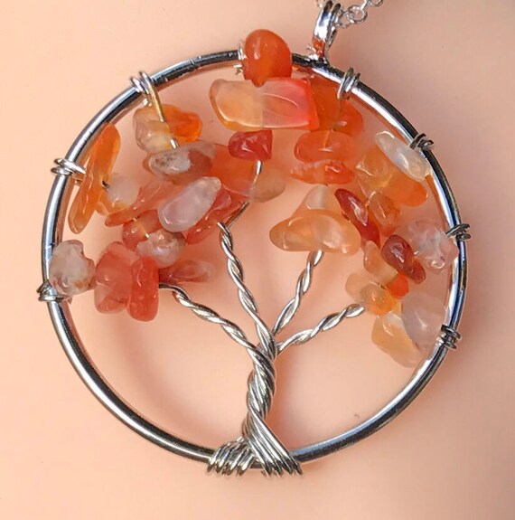 Handmade Carnelian Tree of Life Pendant