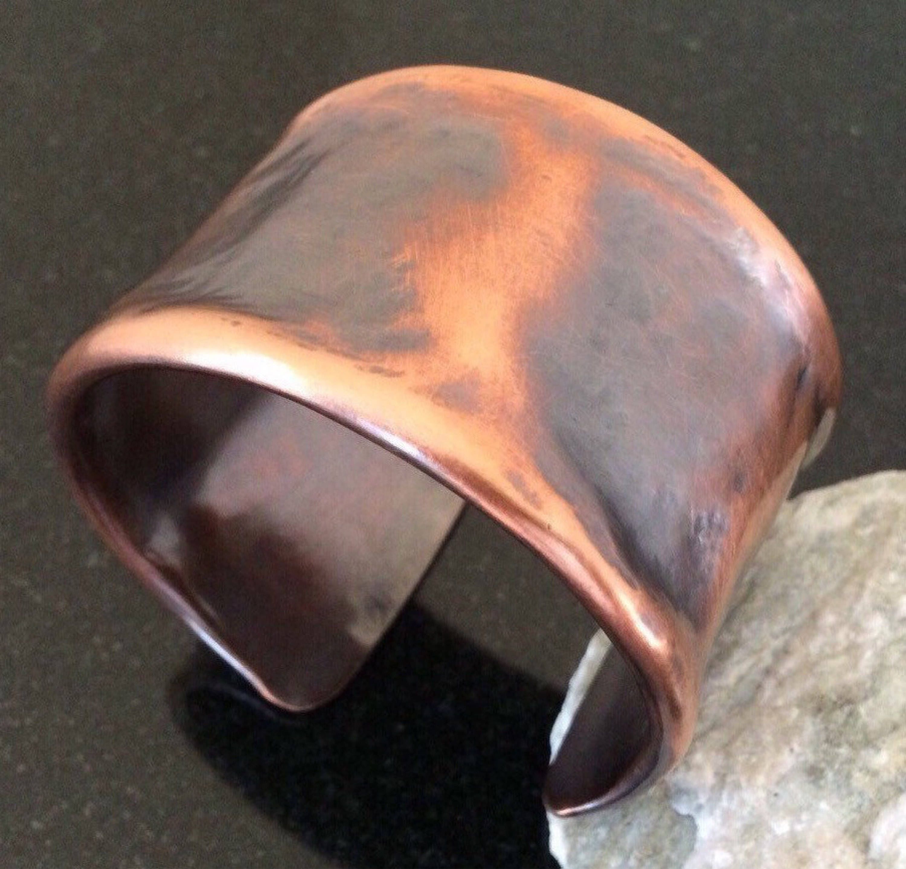 Copper Cuff Bracelet C017p Hammered 1 1 2 Inch 3 81 Cm