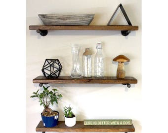 SHIPS IN 3-7 DAYS, Any Size, Floating Shelve, Floating Shelf, Reclaim Wood Shelve, Storage Shelf, Rustic Wood Shelf,Rustic Shelve,Pipe Shelf