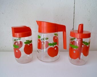 3 jars of Henkel, pitcher, sugar, pouring pot
