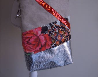 Lovely bag handmade of linen and waxed canvas