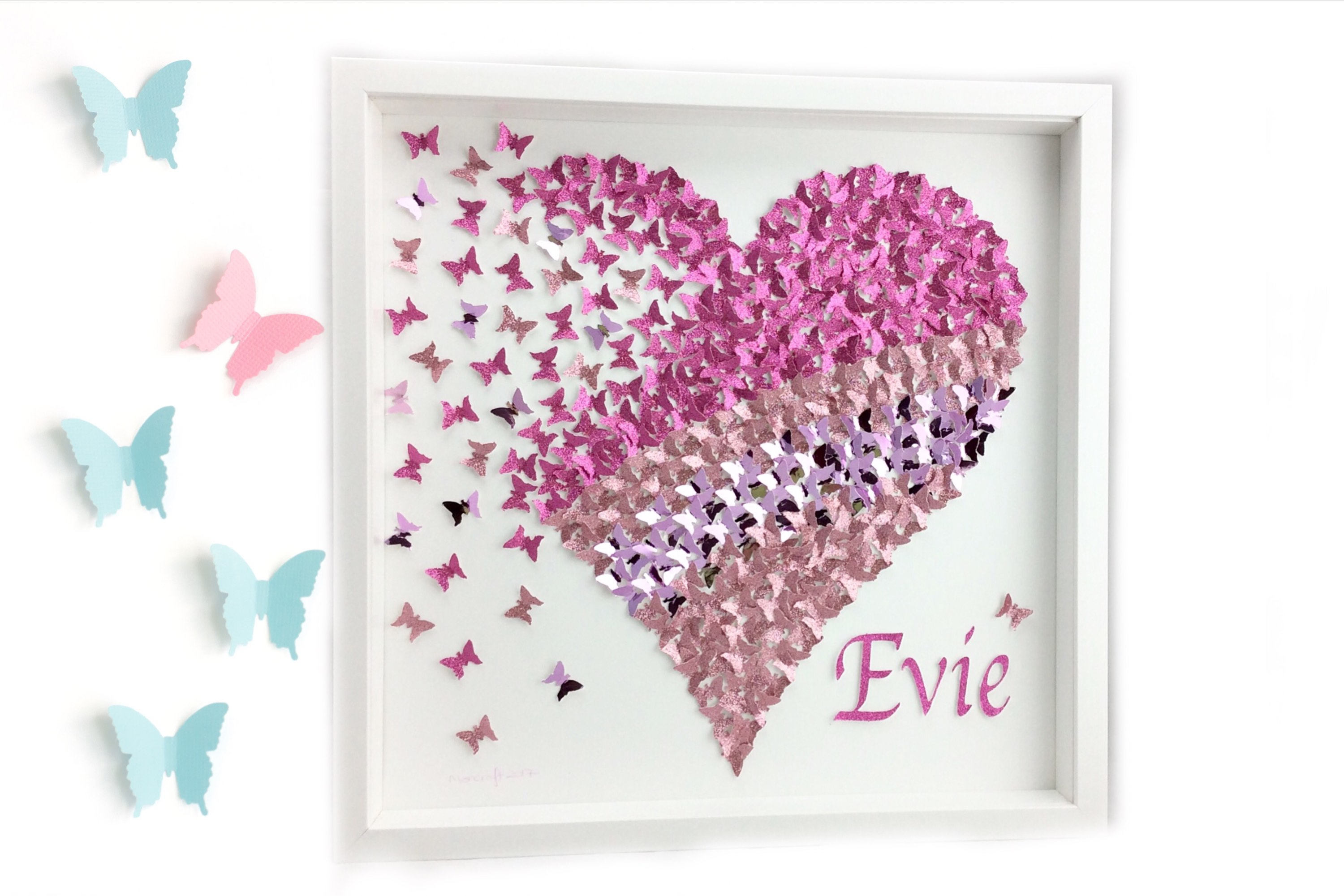 3d Butterfly Heart Wall Art E1C