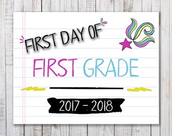 Printable First Day of School Sign, Back to School Printable, Girls Photo Prop, First Grade Sign, Back to School Photo Prop, 1st
