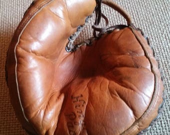 Vintage - 1950s Denkert Catchers Mitt - Ed Bailey Model - Leather Baseball Glove