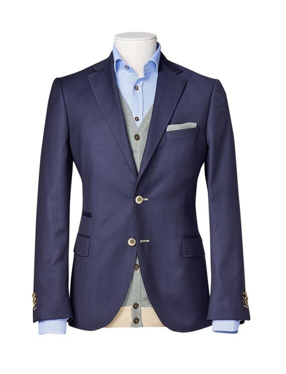 Men's custom suit/ Full canvas/ Super 100s/ NavyBlue/