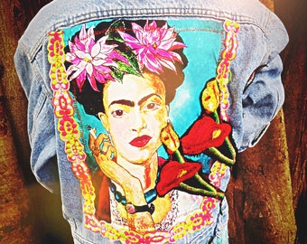 Frida Kahlo Denim Jean Jacket Kids Size 10-14