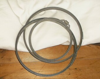 3 Old, Worn, Darkened Metal Embroidery Hoops • 7 inches & a 5 inch Adjusto