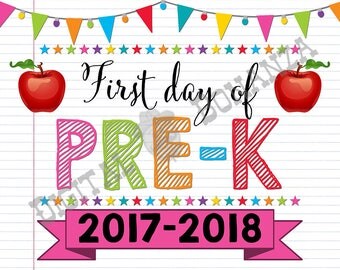 First Day of Pre-K Sign, Instant Download, First Day of School Color Notebook, Back To School, Notebook Sign, DIY, Pre K, Printable Poster