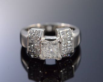 18k 1.00 Ct Princess 2.25 Ctw Diamond Engagement Ring Gold