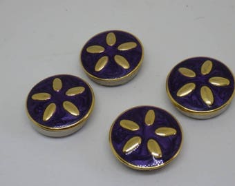 4 Unusual Vintage Enamel Stud Buttons