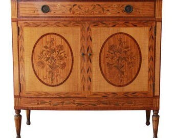 Antique Ornate Inlaid French Cabinet / Vintage French Server / Entry Table