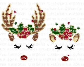 Reindeer face svg, reindeer head svg, christmas reindeer svg, christmas svg, reindeer svg files, girl christmas svg, svg christmas