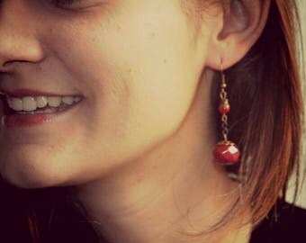 earring beads, Burgundy and bronze chain