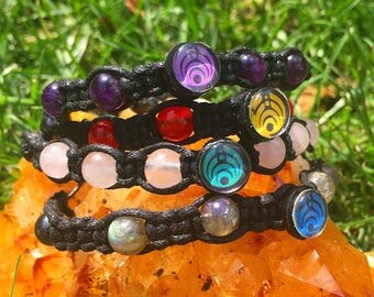 Bassnectar Inspired Healing Crystal Shamballa/Festival Style Adjustable Bracelet