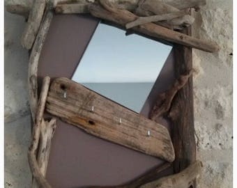 Driftwood wood mirror and key