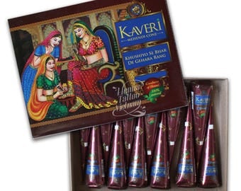 Box of 12 cones Henna Kaveri - temporary tattoo - natural Henna