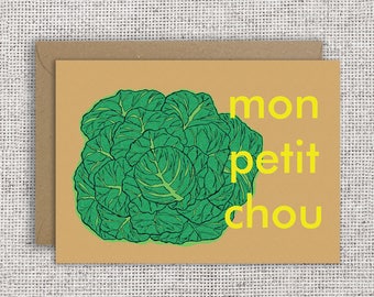 Mon Petit Chou | Valentine card, love, valentines day, friendship, French card, affection, appreciation