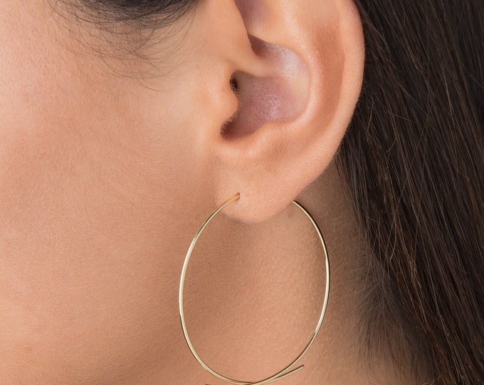 Hoops Earrings, Sterling Silver hoops, Big Wire Earrings, Gold Filled Hoops, Earrings For Women, Simple Hoop Earrings, Large Hoop Earrings