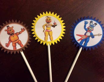 Five Nights at Freddy's Cupcake Toppers, Five Nights at Freddy's Birthday Party, Five Nights cake topper, Video Game Party