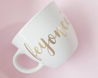 Feyonce mug - Mug - Engagement Gift - Gift for bride - Bachelorette - Vinyl Mug - Feyonce - Mugs - Coffee mug - White and Gold - 16 oz